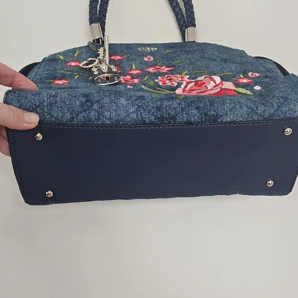 GUESS Heather Blue Denim Satchel